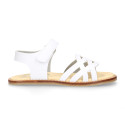 Okaa Flex Girl Sandal shoes to dress with braided design in White color. RESPECTFUL model.