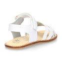 Okaa Flex Girl Sandal shoes to dress with braided design in White color. RESPECTFUL model.