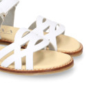 Okaa Flex Girl Sandal shoes to dress with braided design in White color. RESPECTFUL model.