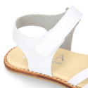 Okaa Flex Girl Sandal shoes to dress with braided design in White color. RESPECTFUL model.