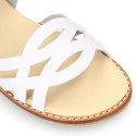 Okaa Flex Girl Sandal shoes to dress with braided design in White color. RESPECTFUL model.