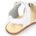 Okaa Flex Girl Sandal shoes to dress with braided design in White color. RESPECTFUL model.