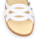 Okaa Flex Girl Sandal shoes to dress with braided design in White color. RESPECTFUL model.