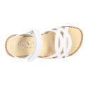 Okaa Flex Girl Sandal shoes to dress with braided design in White color. RESPECTFUL model.