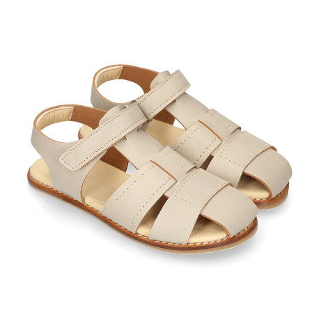 Okaa Flex Kid Sandal shoes to dress in Ivory color. RESPECTFUL model.