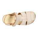 Okaa Flex Kid Sandal shoes to dress in Ivory color. RESPECTFUL model.