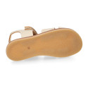 Okaa Flex Kid Sandal shoes to dress in Ivory color. RESPECTFUL model.