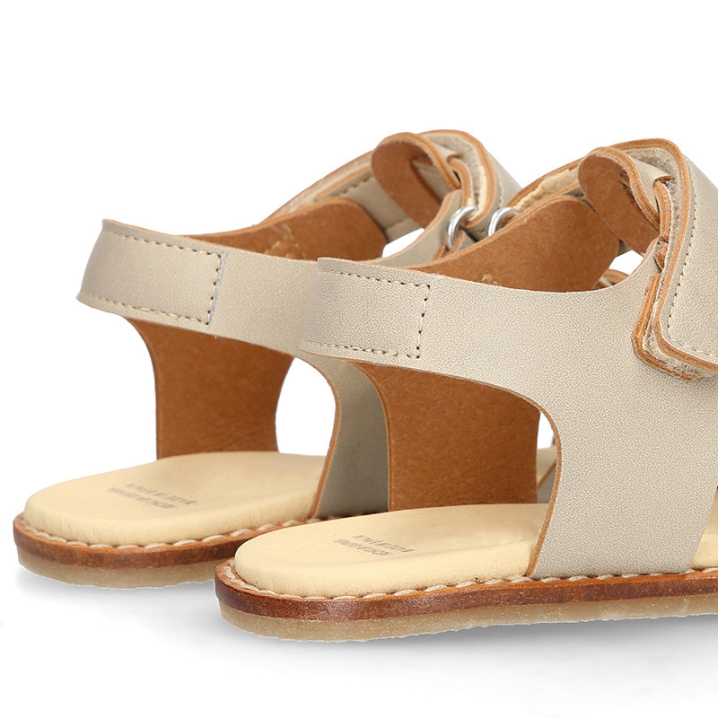 Okaa Flex Kid Sandal shoes to dress in Ivory color. RESPECTFUL model. AN036 OkaaSpain
