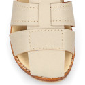 Okaa Flex Kid Sandal shoes to dress in Ivory color. RESPECTFUL model.