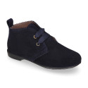 New Suede leather laces up style ankle boot shoes with waves.