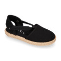 Cotton Canvas Girl espadrille shoes with ties closure.