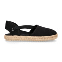Cotton Canvas Girl espadrille shoes with ties closure.