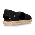 Cotton Canvas Girl espadrille shoes with ties closure.