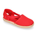 Cotton Canvas Girl espadrille shoes with ties closure.