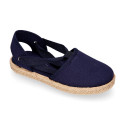 Cotton Canvas Girl espadrille shoes with ties closure.