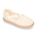 Cotton Canvas Girl espadrille shoes with ties closure.