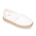 Cotton Canvas Girl espadrille shoes with ties closure.