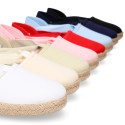 Cotton Canvas Girl espadrille shoes with ties closure.