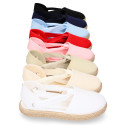 Cotton Canvas Girl espadrille shoes with ties closure.