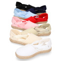 Cotton Canvas Girl espadrille shoes with ties closure.