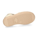 Cotton Canvas Girl espadrille shoes with ties closure.