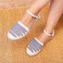 Cotton Canvas Girl espadrille shoes with buckle fastening and ties design in trendy colors.