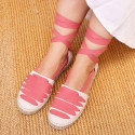 Cotton Canvas Girl espadrille shoes with ties closure design in trendy colors.