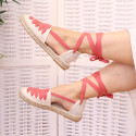 Cotton Canvas Girl espadrille shoes with ties closure design in trendy colors.