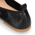 Soft Nappa leather classic girl ballet flats with adjustable ribbon in Black color.