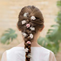 Pack of three bamboo flowers for hair for Ceremony.