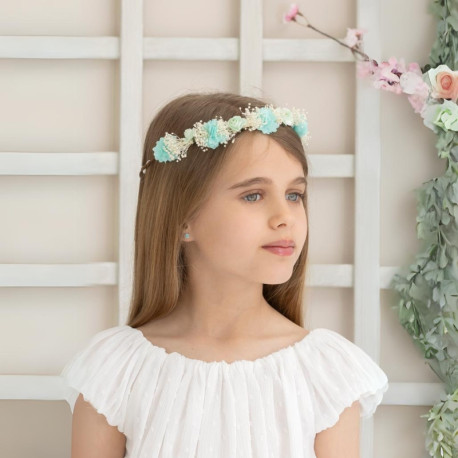 Corona o diadema de flores niña para Ceremonia.