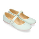 Cotton canvas woman Mary Jane shoes with buckle fastening.