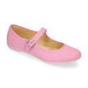 Cotton canvas woman Mary Jane shoes with buckle fastening.