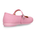 Cotton canvas woman Mary Jane shoes with buckle fastening.