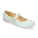 Cotton canvas woman Mary Jane shoes with buckle fastening.