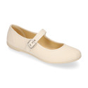 Cotton canvas woman Mary Jane shoes with buckle fastening.