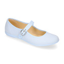 Cotton canvas woman Mary Jane shoes with buckle fastening.