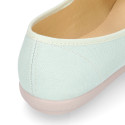 Cotton canvas woman Mary Jane shoes with buckle fastening.