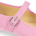 Cotton canvas woman Mary Jane shoes with buckle fastening.