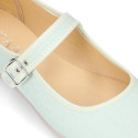 Cotton canvas woman Mary Jane shoes with buckle fastening.