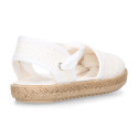 VOILE Cotton Canvas Girl espadrille shoes with ties closure.