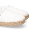 VOILE Cotton Canvas Girl espadrille shoes with ties closure.