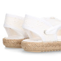 VOILE Cotton Canvas Girl espadrille shoes with ties closure.