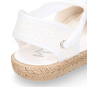 VOILE Cotton Canvas Girl espadrille shoes with ties closure.