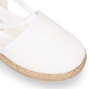 VOILE Cotton Canvas Girl espadrille shoes with ties closure.