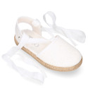 VOILE Cotton Canvas Girl espadrille shoes with ties closure.