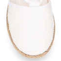 VOILE Cotton Canvas Girl espadrille shoes with ties closure.