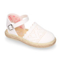 Little Girl Canvas espadrille shoes with white laces design.