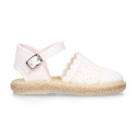 Little Girl Canvas espadrille shoes with white laces design.