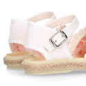 Little Girl Canvas espadrille shoes with white laces design.